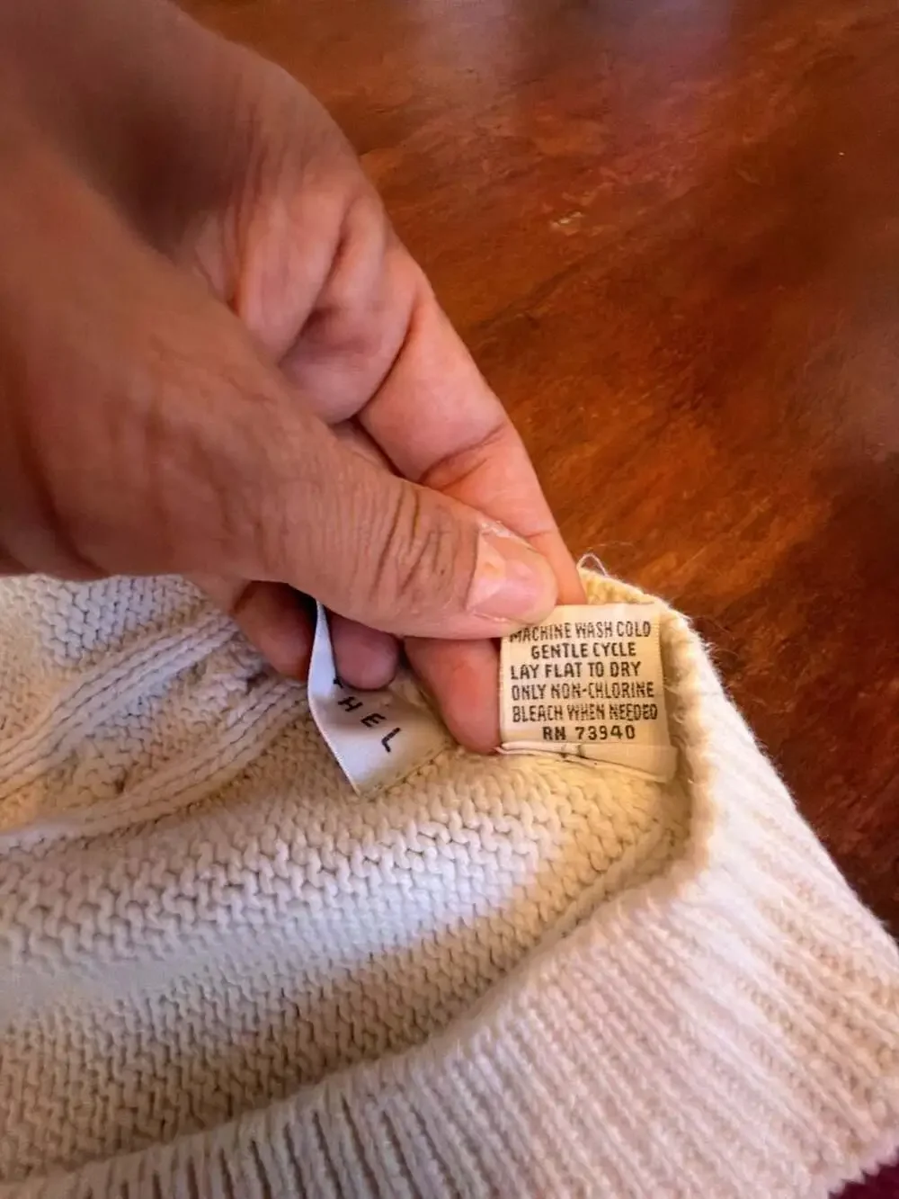 Henry Grethel Vintage 100% Cotton Cable Knit V-Neck Sweater